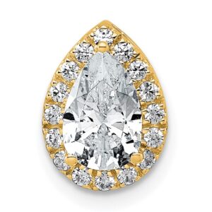 14k 1 1/5ct Lab Grown Dia VS+ F+ Pear Comp Halo Chain Slide Pendant
