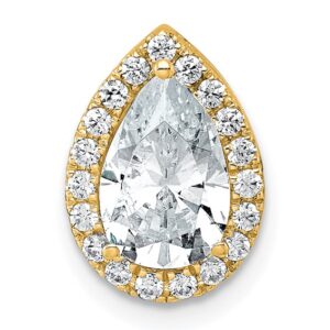 14k 1 3/4ct Lab Grown Diamond VS+ F+ Pear Comp Halo Chain Slide Pendant