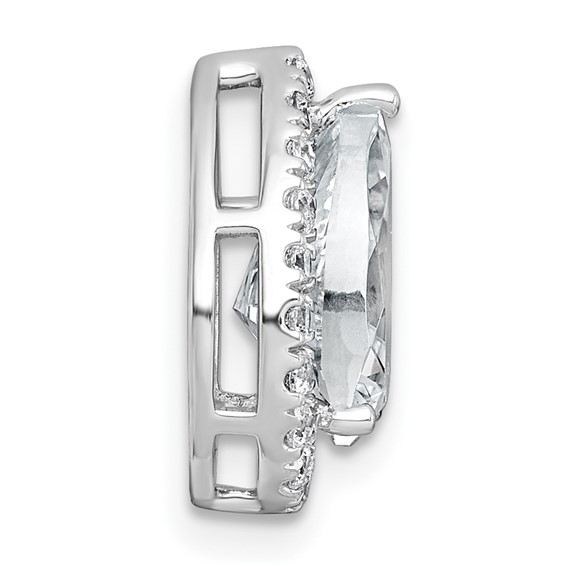 14kw 2 1/3ct Lab Grown Diamond VS+ F+ Pear Comp Halo Chain Slide Pendant - Image 2