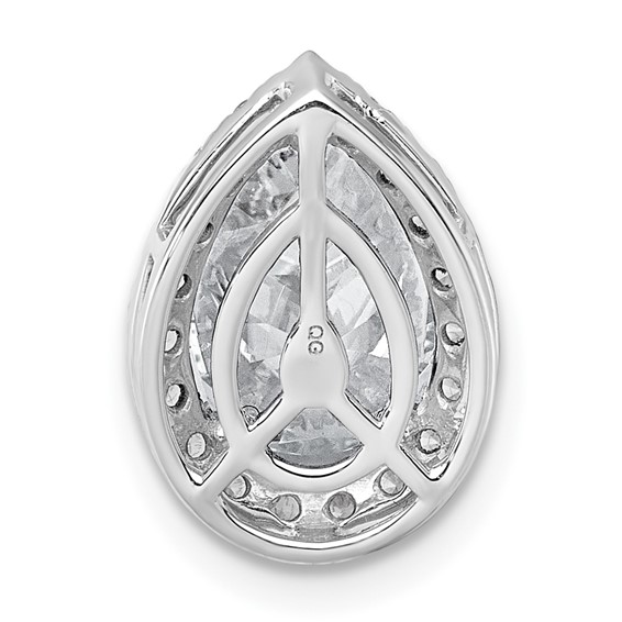 14kw 2 1/3ct Lab Grown Diamond VS+ F+ Pear Comp Halo Chain Slide Pendant - Image 3
