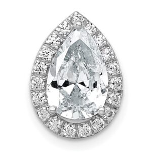 14kw 2 1/3ct Lab Grown Diamond VS+ F+ Pear Comp Halo Chain Slide Pendant