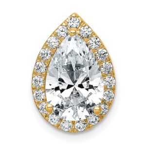 14k 2 3/4ct Lab Grown Diamond VS+ F+ Pear Comp Halo Chain Slide Pendant