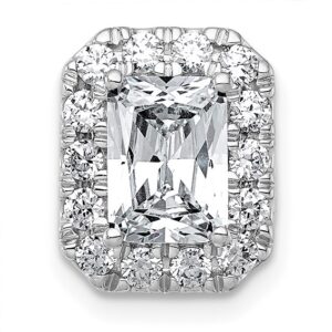 14kw 2ct Lab Grown Diamond VS+ F+ Radiant Comp Halo Chain Slide