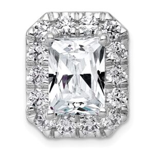 14kw 5 1/2ct Cert Lab Grown Diamond VS+ F+ Radiant Comp Halo Chain Slide