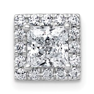 14kw 1 1/4ct Cert Lab Grown Diamond VS+ F+ Princess Comp Halo Chain Slide