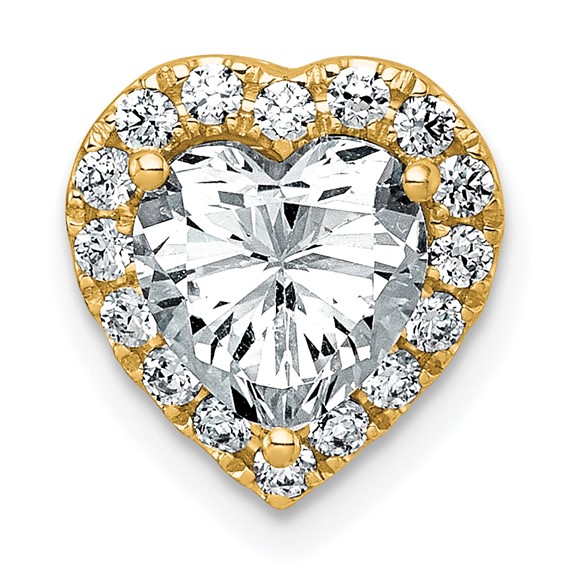 14k 1 3/4ct Lab Grown Diamond VS+ F+ Heart Comp Halo Chain Slide