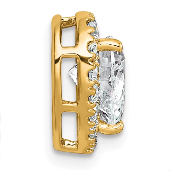 14k 2 3/8ct Lab Grown Diamond VS+ F+ Heart Comp Halo Chain Slide - Image 2
