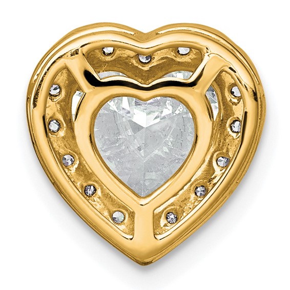 14k 2 3/8ct Lab Grown Diamond VS+ F+ Heart Comp Halo Chain Slide - Image 3
