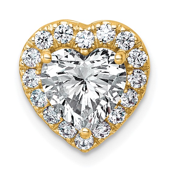 14k 2 3/8ct Lab Grown Diamond VS+ F+ Heart Comp Halo Chain Slide