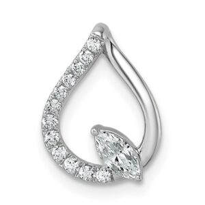 14kw 1/3ct Lab Grown Diamond VS+ F+ Comp Teardrop Chain Slide Pendant