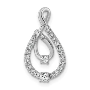 14kw 3/8ct Lab Grown Diamond VS+ F+ Comp Teardrop Chain Slide Pendant