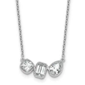 14kw 1ct Lab Grown Diamond VS+ F+ Comp 18in 3 Stone Necklace