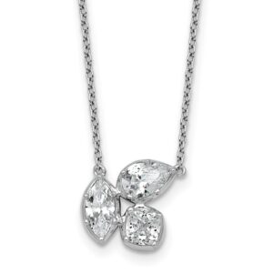 14kw 1ct Lab Grown Diamond VS+ F+ Comp 18in 3 Stone Necklace