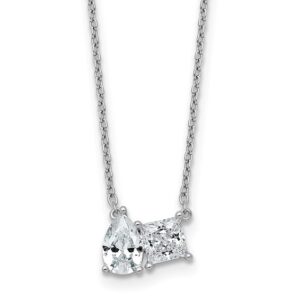 14kw 1ct Lab Grown Diamond VS+ F+ Comp 18in 2 Stone Necklace