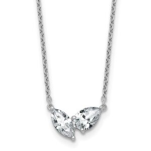 14kw 1ct Lab Grown Diamond VS+ F+ Comp 18in 2 Stone Necklace