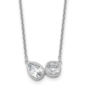 14kw 1ct Lab Grown Diamond VS+ F+ Comp 18in 2 Stone Necklace