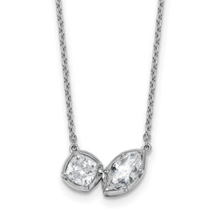 14kw 1ct Lab Grown Diamond VS+ F+ Comp 18in 2 Stone Necklace