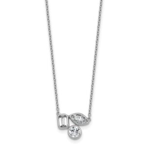 14kw 1ct Lab Grown Diamond VS+ F+ Comp 18in 3 Stone Necklace