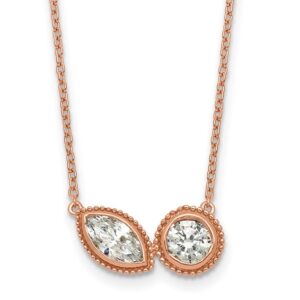 14kr 1ct Lab Grown Diamond VS+ F+ Comp 18in 2 Stone Necklace