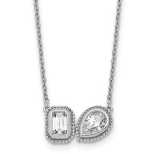 14kw 1ct Lab Grown Diamond VS+ F+ Comp 18in 2 Stone Necklace