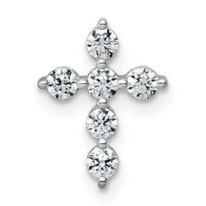 14kw 1/4ct Lab Grown Diamond VS+ F+ Comp Cross Chain Slide Pendant