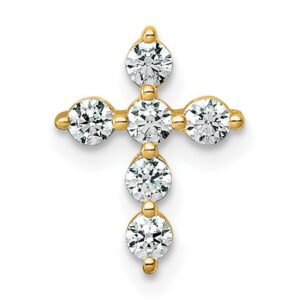 14k 1/4ct Lab Grown Diamond VS+ F+ Comp Cross Chain Slide Pendant