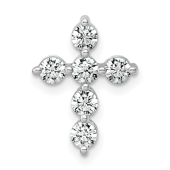 14kw 1/2ct Lab Grown Diamond VS+ F+ Comp Cross Chain Slide Pendant