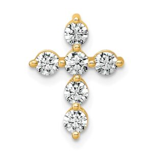 14k 1/2ct Lab Grown Diamond VS+ F+ Comp Cross Chain Slide Pendant