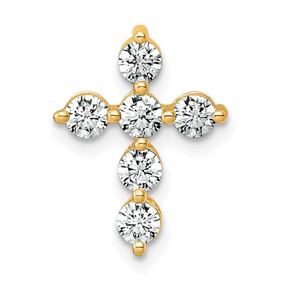 14k 1/2ct Lab Grown Diamond VS+ F+ Comp Cross Chain Slide Pendant