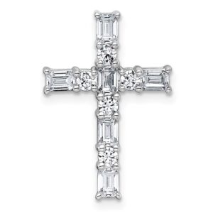 14kw 1ct Lab Grown Diamond VS+ F+ Comp Cross Chain Slide Pendant