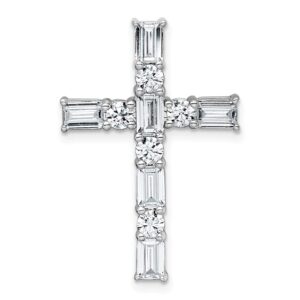 14kw 2 1/5ct Lab Grown Diamond VS+ F+ Comp Cross Chain Slide Pendant