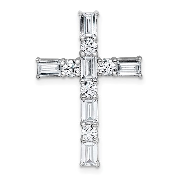 14kw 2 1/5ct Lab Grown Diamond VS+ F+ Comp Cross Chain Slide Pendant