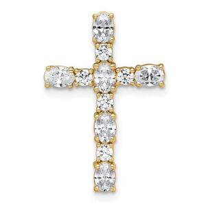 14k 1ct Lab Grown Diamond VS+ F+ Comp Cross Chain Slide Pendant