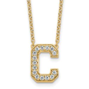 14k 1/3ct Lab Grown Diamond VS+ F+ Comp Letter C 18in Initial Necklace