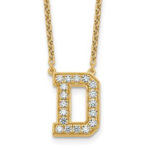14k 1/2ct Lab Grown Diamond VS+ F+ Comp Letter D 18in Initial Necklace