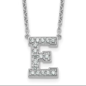 14kw 3/8ct Lab Grown Diamond VS+ F+ Comp Letter E 18in Initial Necklace