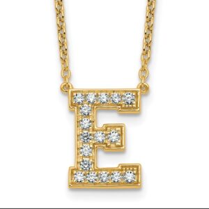 14k 3/8ct Lab Grown Diamond VS+ F+ Comp Letter E 18in Initial Necklace