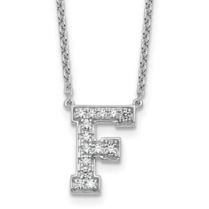 14kw 1/3ct Lab Grown Diamond VS+ F+ Comp Letter F 18in Initial Necklace