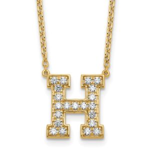 14k 1/2ct Lab Grown Diamond VS+ F+ Comp Letter H 18in Initial Necklace