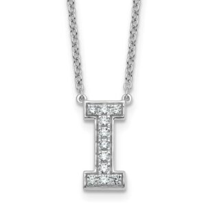 14kw 1/4ct Lab Grown Diamond VS+ F+ Comp Letter I 18in Initial Necklace