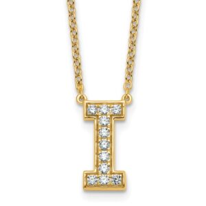 14k 1/4ct Lab Grown Diamond VS+ F+ Comp Letter I 18in Initial Necklace