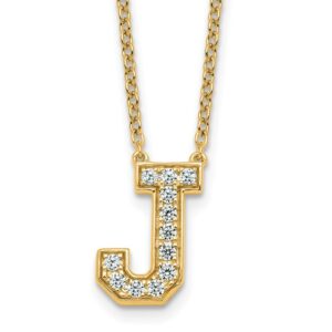14k 1/3ct Lab Grown Diamond VS+ F+ Comp Letter J 18in Initial Necklace
