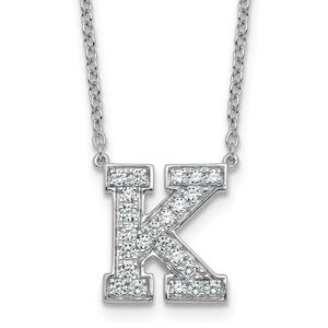14kw 1/2ct Lab Grown Diamond VS+ F+ Comp Letter K 18in Initial Necklace