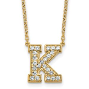14k 1/2ct Lab Grown Diamond VS+ F+ Comp Letter D 18in Initial Necklace