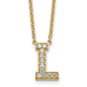 14k 1/4ct Lab Grown Diamond VS+ F+ Comp Letter L 18in Initial Necklace