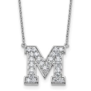 14kw 5/8ct Lab Grown Diamond VS+ F+ Comp Letter M 18in Initial Necklace