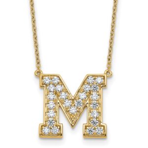 14k 5/8ct Lab Grown Diamond VS+ F+ Comp Letter M 18in Initial Necklace