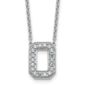 14kw 1/3ct Lab Grown Diamond VS+ F+ Comp Letter O 18in Initial Necklace