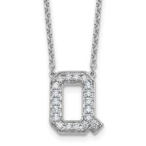 14kw 3/8ct Lab Grown Diamond VS+ F+ Comp Letter Q 18in Initial Necklace