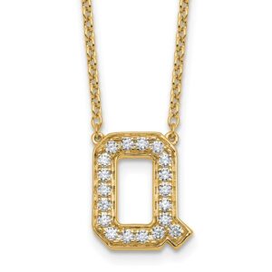 14k 3/8ct Lab Grown Diamond VS+ F+ Comp Letter Q 18in Initial Necklace